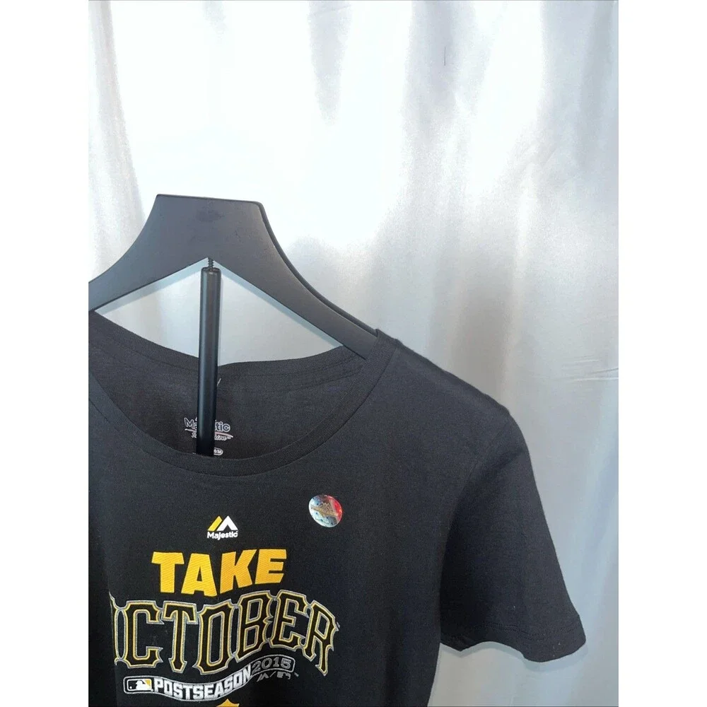Pittsburgh Pirates Majestic Take October Postseason 2015 Black T-shirt Medium